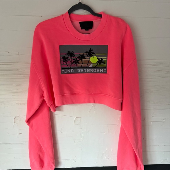 ALEXANDER WANG | Mind Detergent | Cropped Sweatshirt — Hot Pink | Size Large - Picture 2 of 9